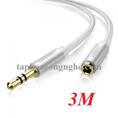 Ugreen 10777 3M màu Trắng Cáp âm thanh 3.5mm nối dài đầu nhôm AV118 30010777